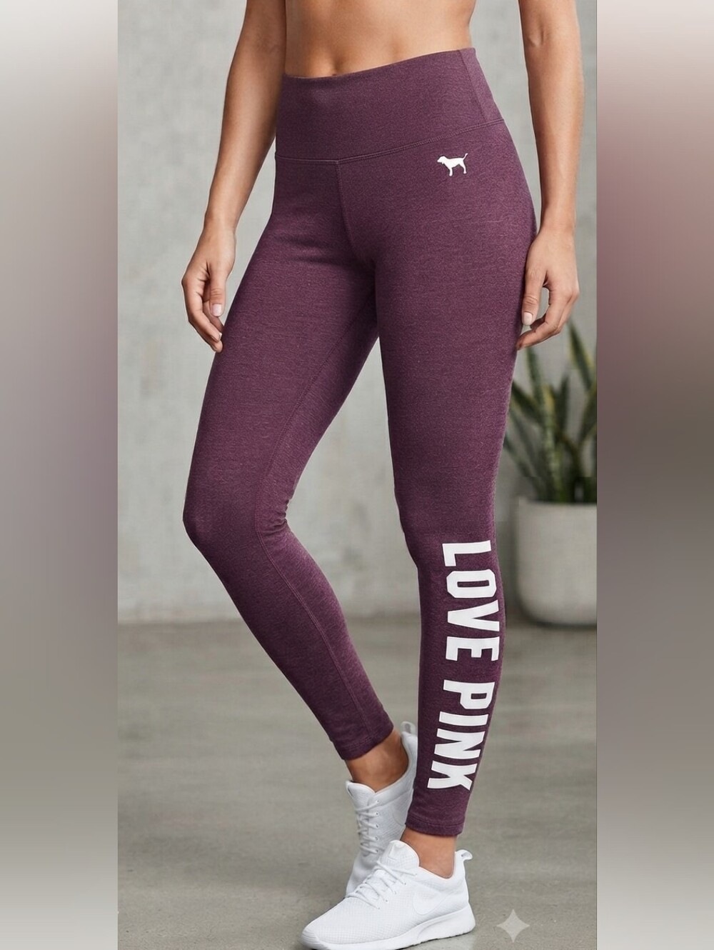 Pink Victoria's Secret Girls' Maroon Yoga Leggings - LOVE PINK Size Medium M